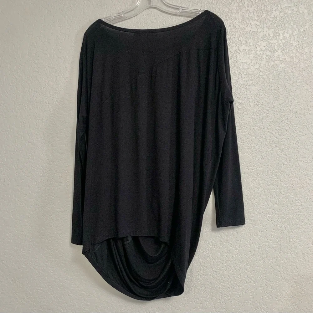 Alembika Top Womens 4 Lagenlook Asymmetrical Seam Oversized Drape Black US XL - Picture 2 of 16